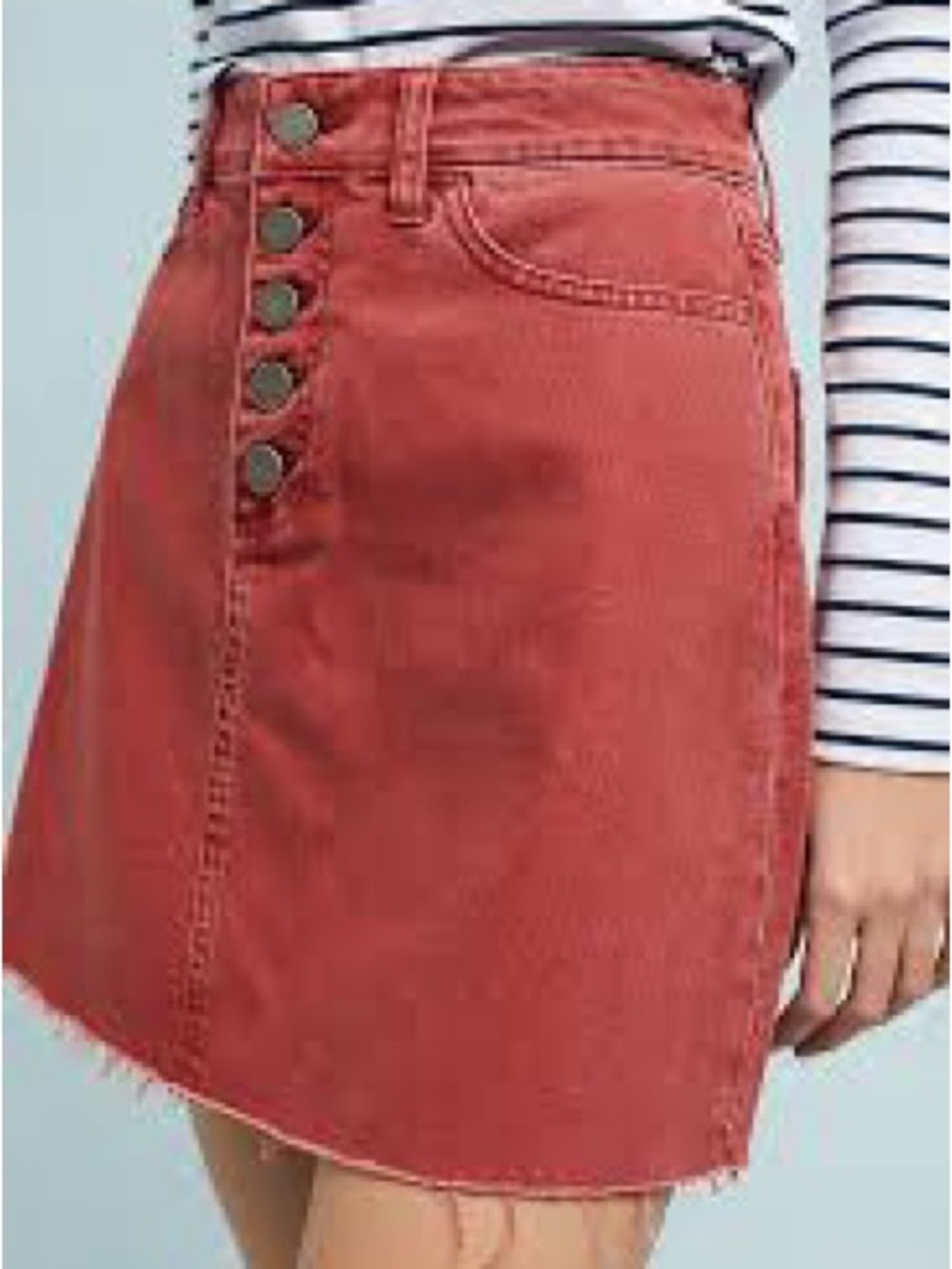 Anthropologie Paige Aideen Denim Mini Skirt in Crimson Bohemian Boho size 31